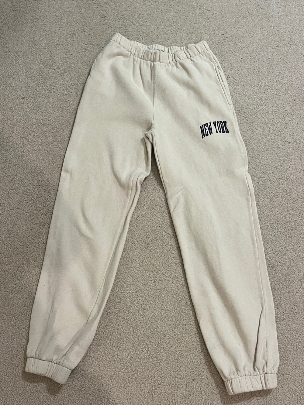 Brandy Melville Cream 'New York' Fleece Joggers